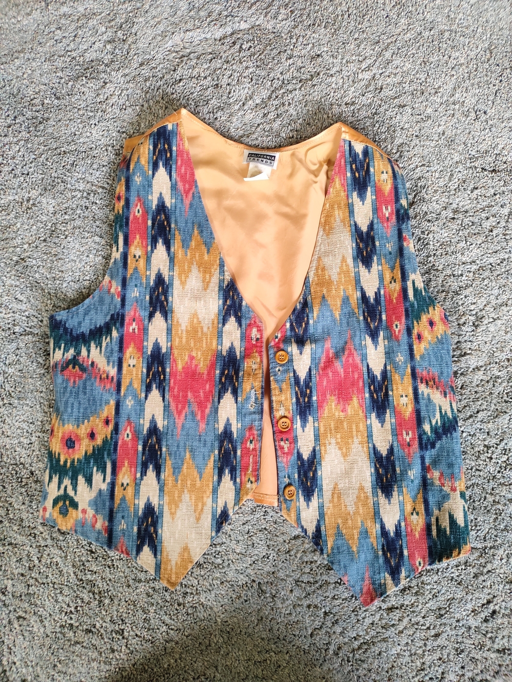 Multicolor Ikat Button-Front Tunic Vest - Women